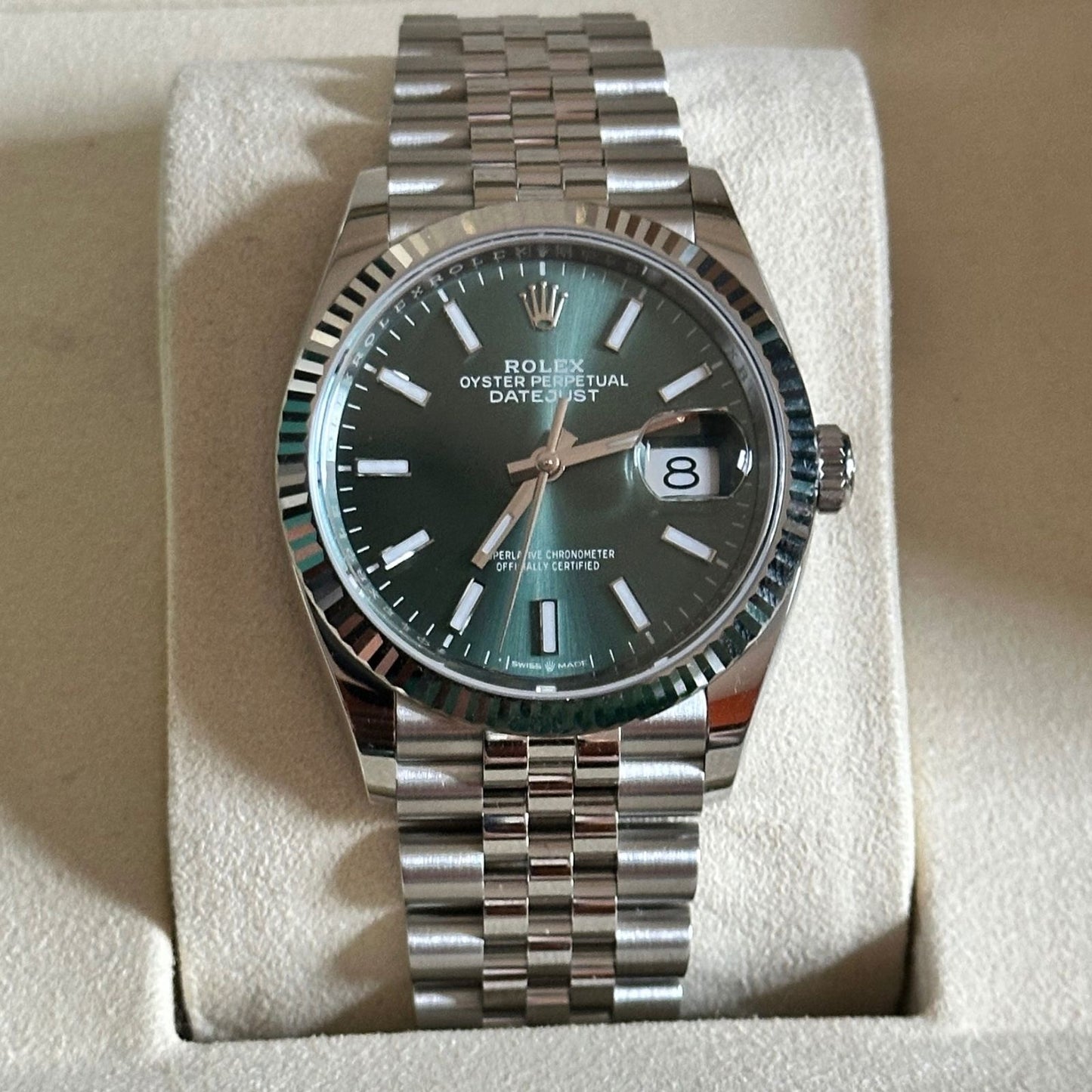 Rolex Datejust 36 126234 Oystersteel & White Gold Mint Green Dial 2025 Unworn